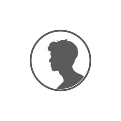 Monochrome male avatar silhouette. User icon vector in trendy flat design.