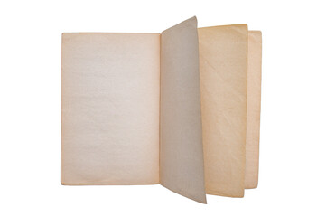 Old antique open book isolated on a white background