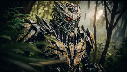 3D Rendered Futuristic Cyborg Robot AI Generative