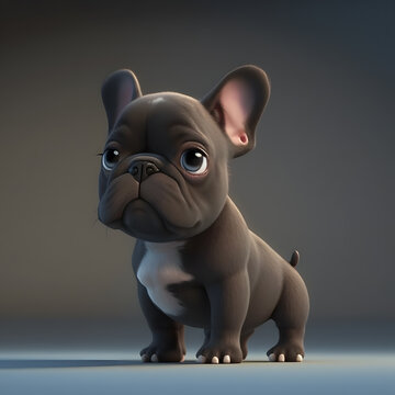 French Bulldog Cartoon 3d Rendered