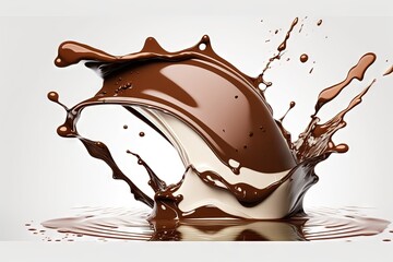 Naklejka na ściany i meble chocolate splash on white background illustration generative ai