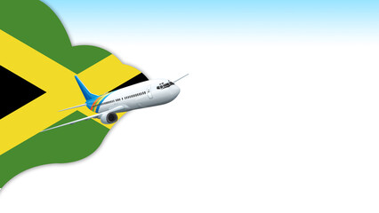 Fototapeta premium 3d illustration plane with Jamaica flag background for business and travel design
