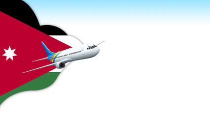 3d illustration plane with Jordan flag background for business and travel design