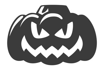 Evil pumpkin icon. Black autumn holiday symbol