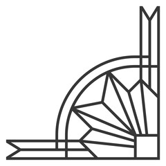 Retro corner. Vintage decorative black line element