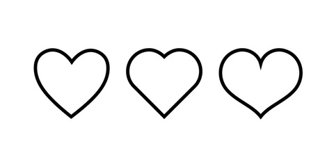 Set of heart Collection of different romantic vector heart icons for web site, sticker, label, tattoo art, love logo and Valentines day.