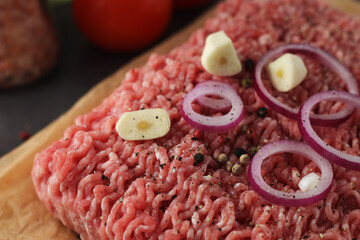 Minced pork in the process of cooking	