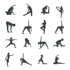 Woman yoga silhouettes, Yoga silhouettes collection