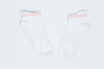 Socks on a white background. Socks on the leg.