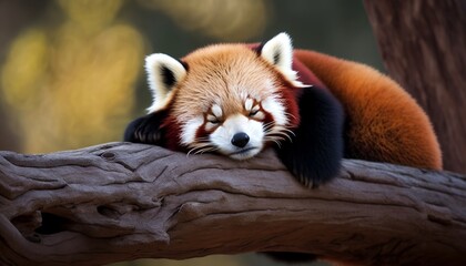 Obraz premium cute and funny lazy red panda