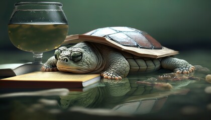 cute and funny lazy turtle