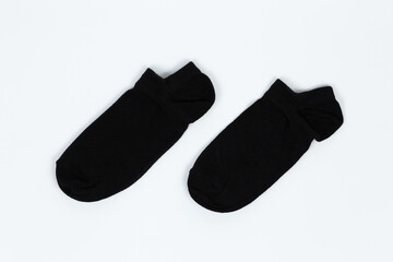 Socks on a white background. Socks on the leg.
