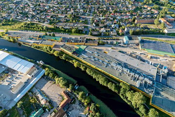 Top view of the Klaipeda City Furniture Factory, next to the Danes River.