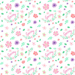 Seamless floral pattern of abstract flowers. Hand drawn image spring doodle. Design for fabric print, post, background, wallpaper, cover, textile, wrapping paper, packaging.