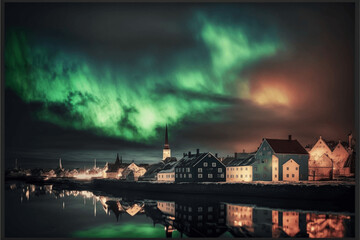 Discover the Northern Lights in Reykjavik, Iceland - obrazy, fototapety, plakaty