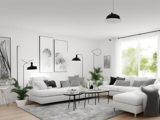Illustration of the interior of an apartment in a modern style. Generative AI