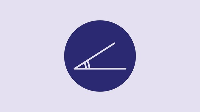 Blue Acute angle of 45 degrees icon isolated on purple background. 4K Video motion graphic animation