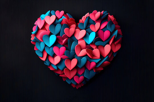 Herz Papierschnipsel in Herzform, Illustration für Valentinstag, Hochzeiten, Verlobung, Muttertag
