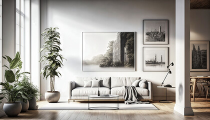 Minimalist style interior design idea. Generative AI