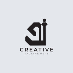 JI abstract initials logo icon illustration