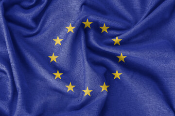 European Union flag background realistic silk fabric