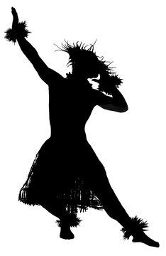 Silhouette of a Male Hula Dancer with transparent background.  