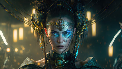 Fantasy high priestess in full priestess clothing. Generative Ai.