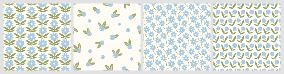Seamless pattern with decorative doodle flowers, vector illustration
