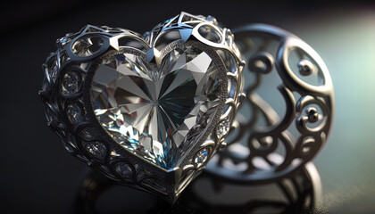 Macro close up of a diamond ring showing the quantum love within. Generative Ai.