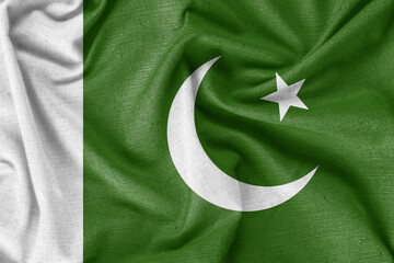 Pakistan country flag background realistic silk fabric