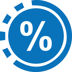 Percentage icon, discount icon blue vector