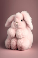Generative ai cute little bunny pin pastel toned isolated background.
