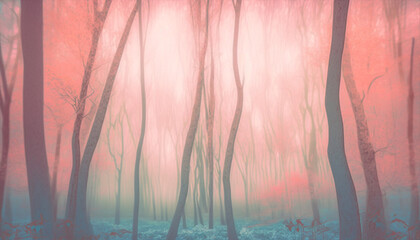 Generative ai pastel tone ethereal and surreal abstract forest landscape