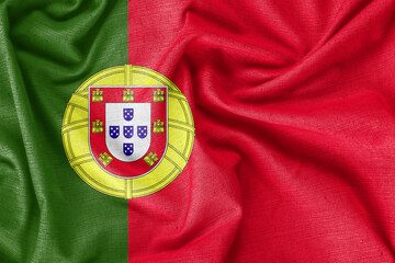 Portugal country flag background realistic silk fabric