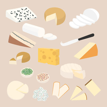 Collection de fromages : camembert, emmental, roquefort, mozzarella, feta, fromages de chèvre, de brebis et de vache
