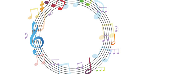 note musicali su sfondo nero, concetto di musica, concerto © xyz+