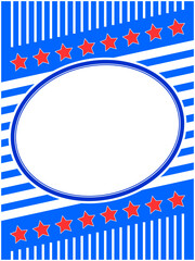 United States flag symbols stars and stripes oval frame with empty space for text.