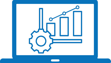 Digital marketing icon, marketing analysis icon blue vector