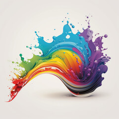 Generative AI Rainbow splash wave. Colorful paint splash