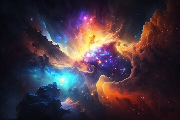Obraz na płótnie Canvas Space. Galaxy texture wallpaper purple orange blue