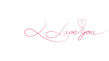 Calligraphic inscription I Love You. Line text, drawing on a white background