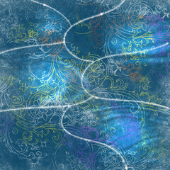 watercolor background with the image of sea waves with colorful patterns