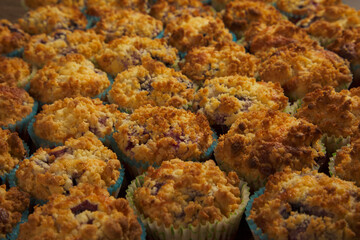 Baked muffins on impressive textures and color pallets that can be used as backgrounds or for compositing ads even printing and giving a nice feel to your room or business