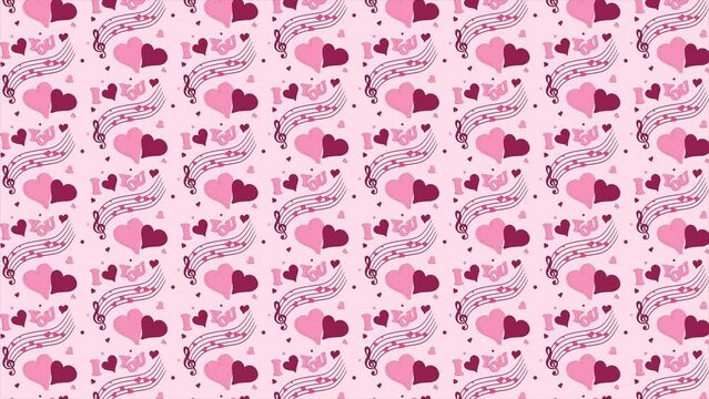 Valentine's day background pattern with hearts on a seamless loop