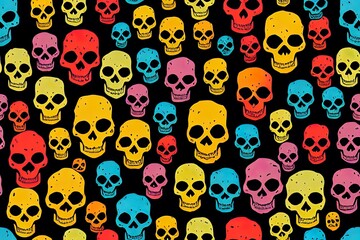 Colorful skulls Seamless pattern, Background, Generative Ai