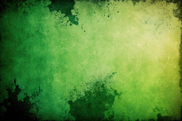 Grunge Backdrop Illustration: Green Background with Textured and Distressed Vintage Grunge and Watercolor Paint Stains
