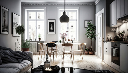 Scandinavian style interior design idea. Generative AI