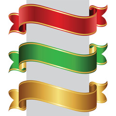 Obraz premium Elegant Red, Green and Golden Ribbon Banner Vector Illustration.