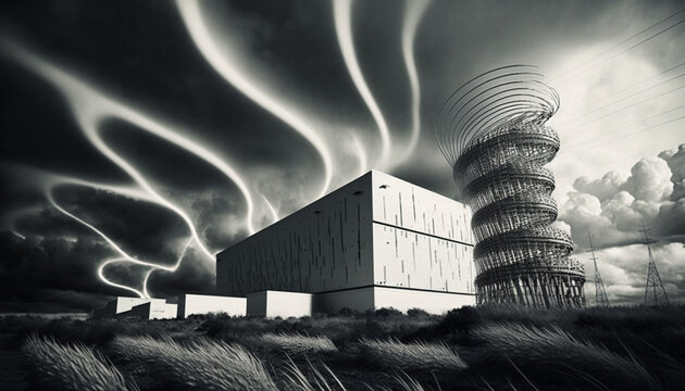 HAARP, a research project to study the interaction of the ionosphere with powerful electromagnetic radiation, created by a neural network, Generative AI technology