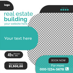 Real estate social media post bundle design, Modern Real Estate social media post Template, Real estate social media post web banner template design